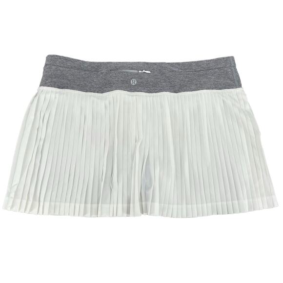 Lululemon Pleat to Street II White Gray Running Tennis Skirt Twirly Cute Size 10 - Picture 2 of 13